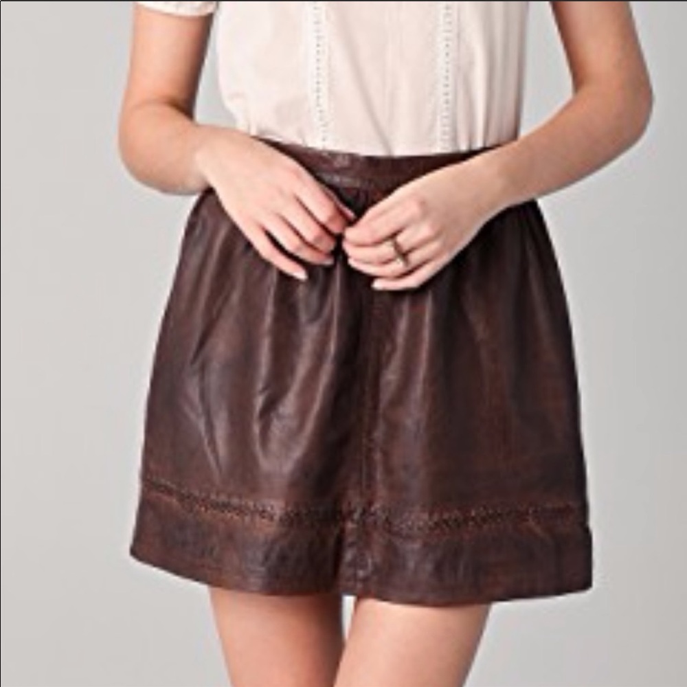 NWT Candela Lamb leather brown skirt